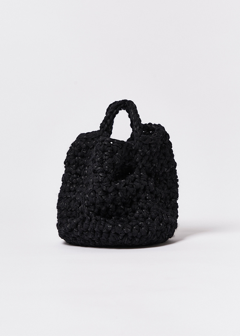 MIXED TEXTURE TOTE BAG IN BLACK