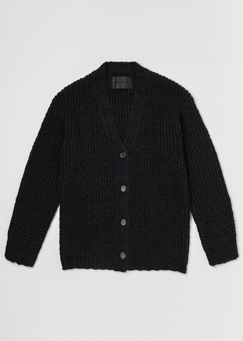 OVERSIZED CHUNKY KNIT CARDIGAN  IN DEEP CHARCOAL